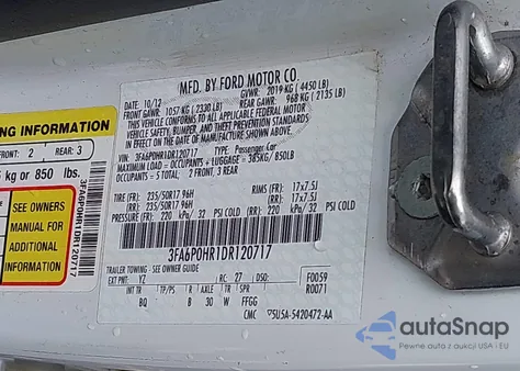2013 Ford Fusion Se from USA, damaged, VIN 3FA6P0HR1DR120717